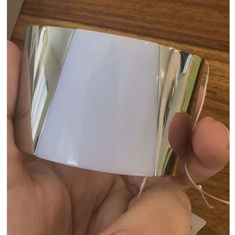 NIB NWT Calvin Klein Wide Silver and White Cuff Bracelet